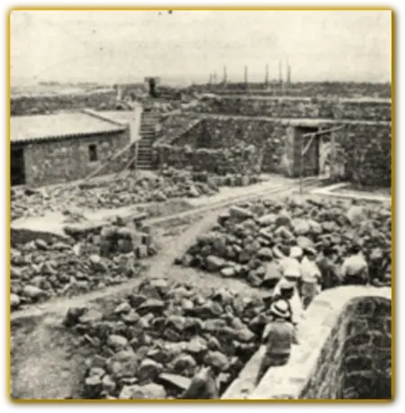 Interior view of Fort San Miguel during its reconstruction in Uruguay