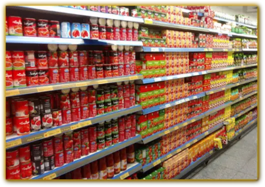 Supermarket shelf inside a commercial area at Santa Teresa National Park